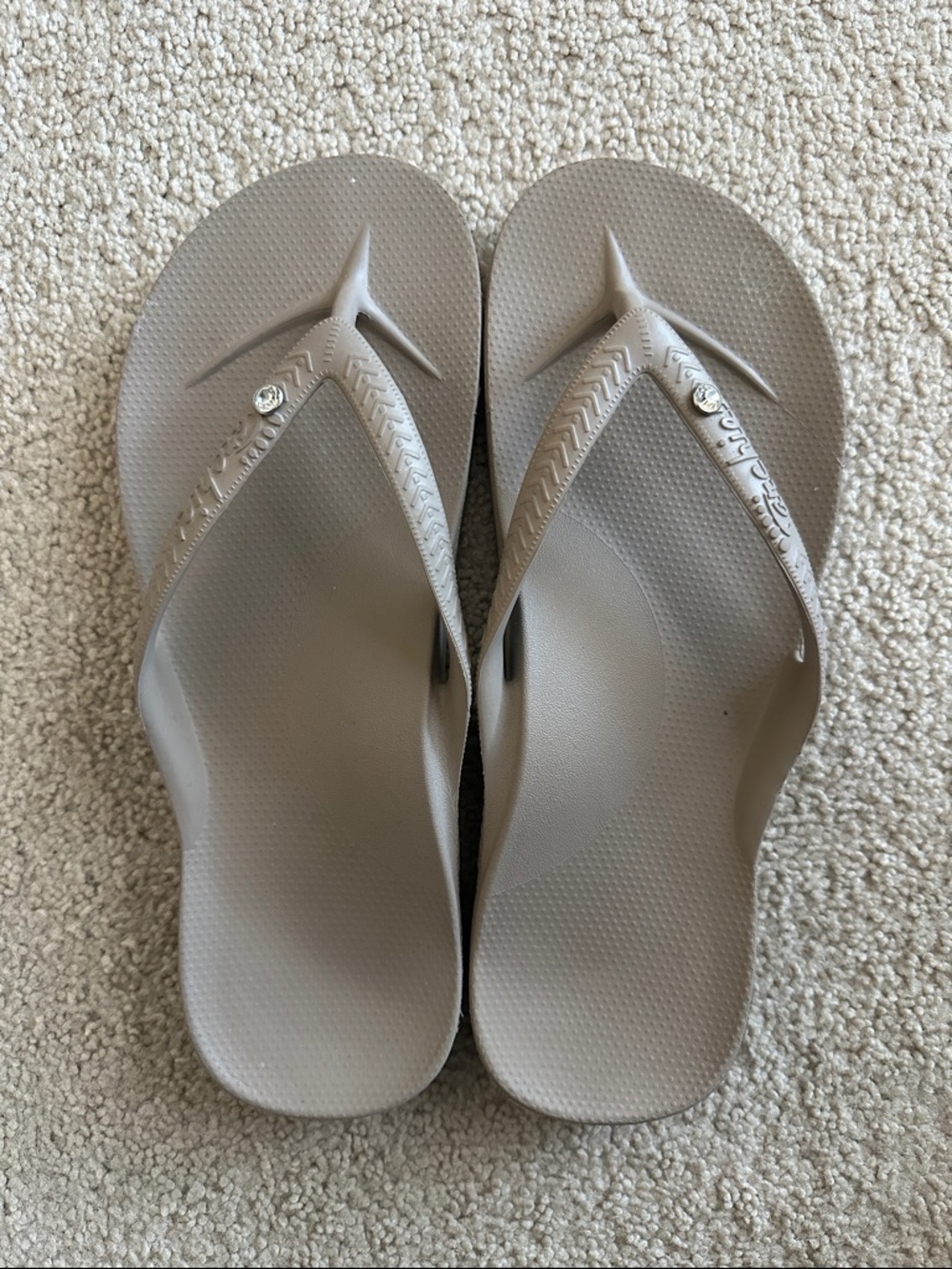 Archie’s Women's Taupe Flip Flop Sandals - Comfort Footbed